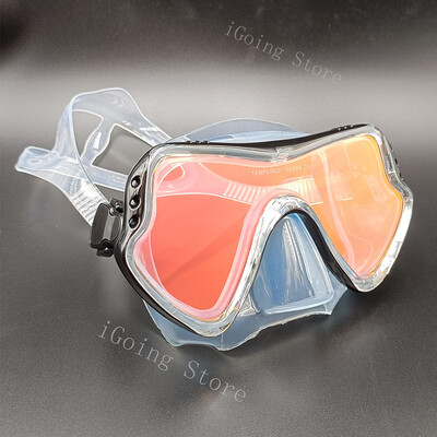 Lentile oglindă Mască de scufundări pentru adulți Set de snorkel Set de ochelari de snorkeling anti-ceață Mască de scuba Mască de înot Ochelari de protecție cu lentile din sticlă temperată Bărbați