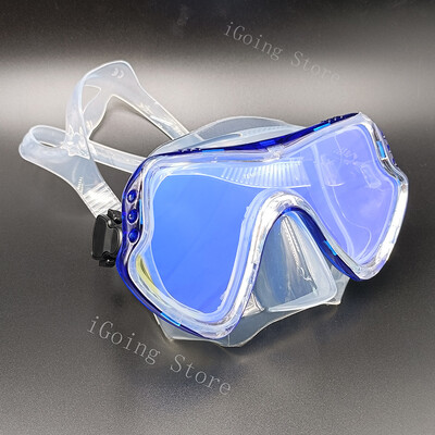 Lentile oglindă Mască de scufundări pentru adulți Set de snorkel Set de ochelari de snorkeling anti-ceață Mască de scuba Mască de înot Ochelari de protecție cu lentile din sticlă temperată Bărbați