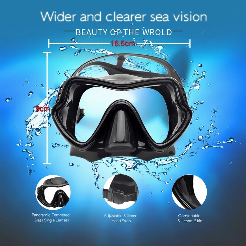 Lentile oglindă Mască de scufundări pentru adulți Set de snorkel Set de ochelari de snorkeling anti-ceață Mască de scuba Mască de înot Ochelari de protecție cu lentile din sticlă temperată Bărbați