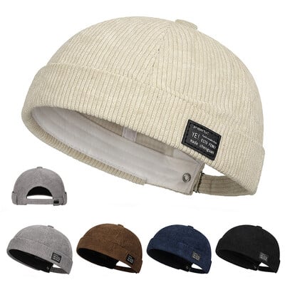 Șapcă Skullies fără boruri, din bumbac vintage, pentru bărbați, șapcă reglabilă pentru proprietar Docker, pălării multifuncționale, pălărie tip cupola, pălărie hip hop