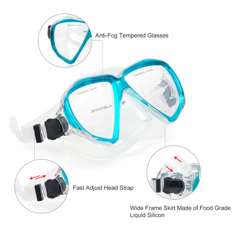 EXP VISION-Mască de scufundare anti-ceață pentru adulți, kit de scufundare panoramică, snorkel uscat, sticlă securizată, înot