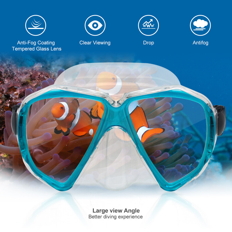 EXP VISION-Mască de scufundare anti-ceață pentru adulți, kit de scufundare panoramică, snorkel uscat, sticlă securizată, înot