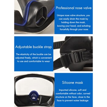 Yon Sub Scuba Diving Classic Free Dive Mask καθαρισμένης σιλικόνης ενός παραθύρου Μαύρη βαλβίδα μύτης Μεγάλο πλαίσιο Μάσκα κατάδυσης για ενήλικες