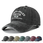 Унисекс изпрани памучни шапки с буквена бродерия Винтидж бейзболна шапка Мъже Жени Регулируеми ежедневни улични дрехи на открито Спортни шапки за слънце