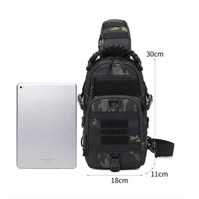Geantă pentru piept de camping Rucsac tactic pentru bărbați Sport umăr Drumeții în aer liber Alpinism Ciclism Pescuit MOLLE Sling EDC Fanny Pack