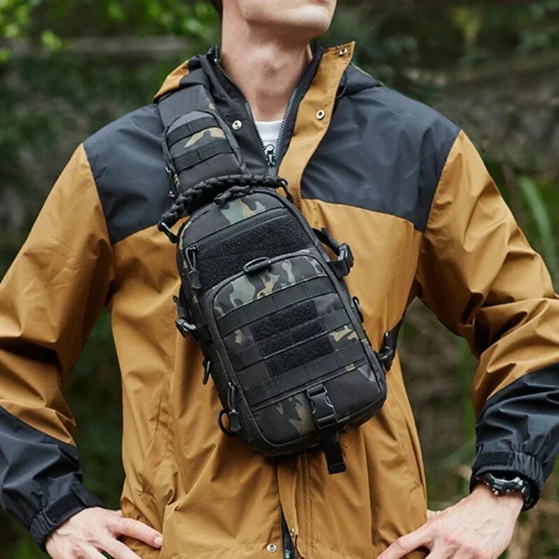 Geantă pentru piept de camping Rucsac tactic pentru bărbați Sport umăr Drumeții în aer liber Alpinism Ciclism Pescuit MOLLE Sling EDC Fanny Pack