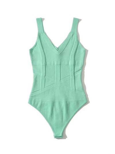 Tangada 2023 Solid Women Sexy Tunika Trikotāžas Bodijs Sieviešu V kakla Kombinezoni Vasaras Bodiji 2LK16