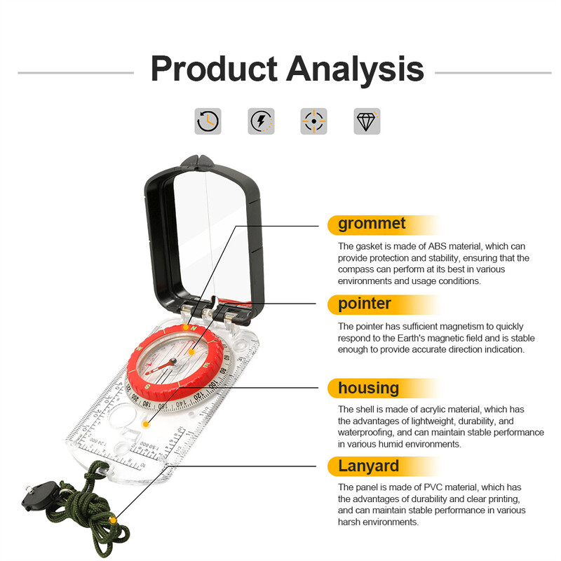 Kaasaskantav digitaalne kompassi välimatkakompass koos LED-valgusega helendav kompass luminofoorne rõngaskompass matkamiseks matkamiseks