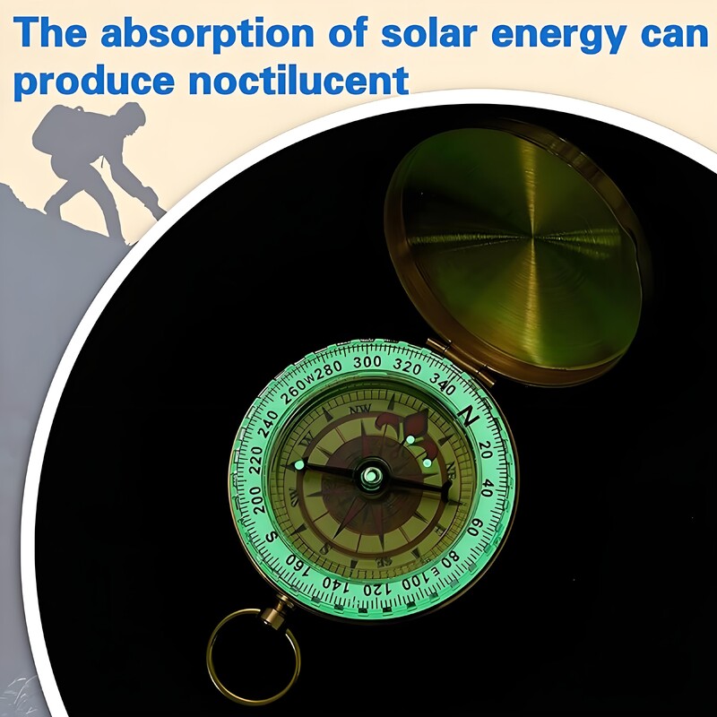 Metāla kabatas kompass — āra kempinga gaismas spīdošs kompass pārgājieniem, kempingiem, medībām — kempinga izdzīvošanas kompass
