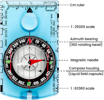 Компас за ориентиране - Компас за туризъм с раница