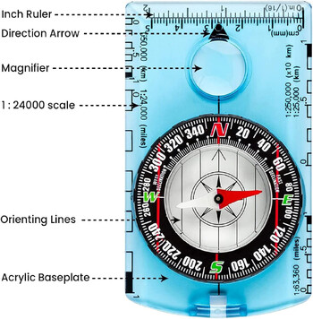 Компас за ориентиране - Компас за туризъм с раница