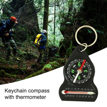 Mini Survival Compass Thermometer Φορητό Υπαίθριο Κάμπινγκ Πεζοπορία Πεζοπορία Pocket Navigator Adventure Μπρελόκ Πυξίδα αναρρίχησης