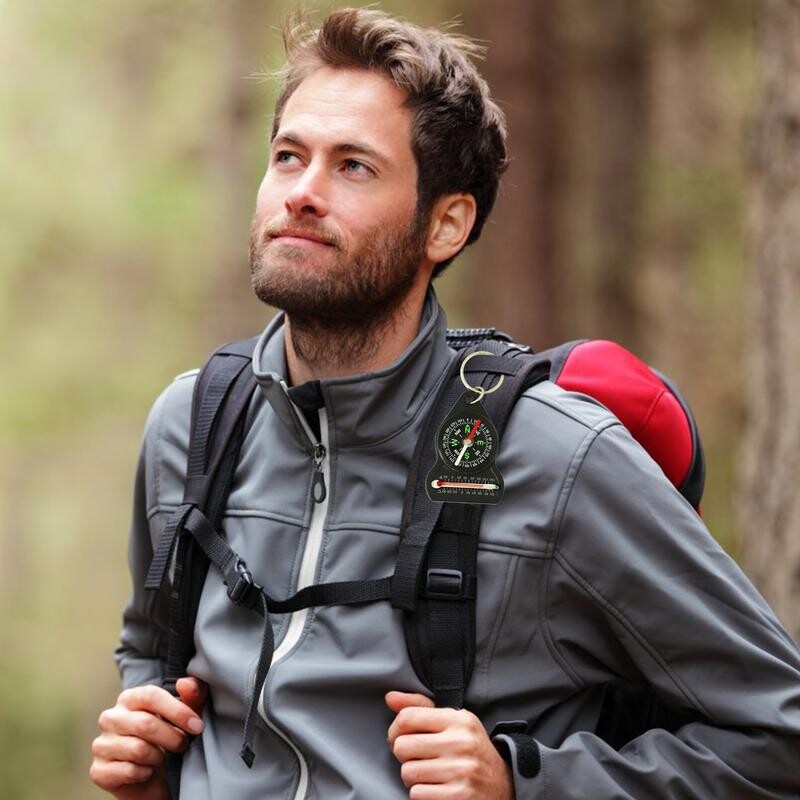 Mini izdzīvošanas kompass termometrs pārnēsājams āra kempings pārgājienu kabatas navigators piedzīvojumu atslēgas piekariņš kompass kāpšanas aprīkojums