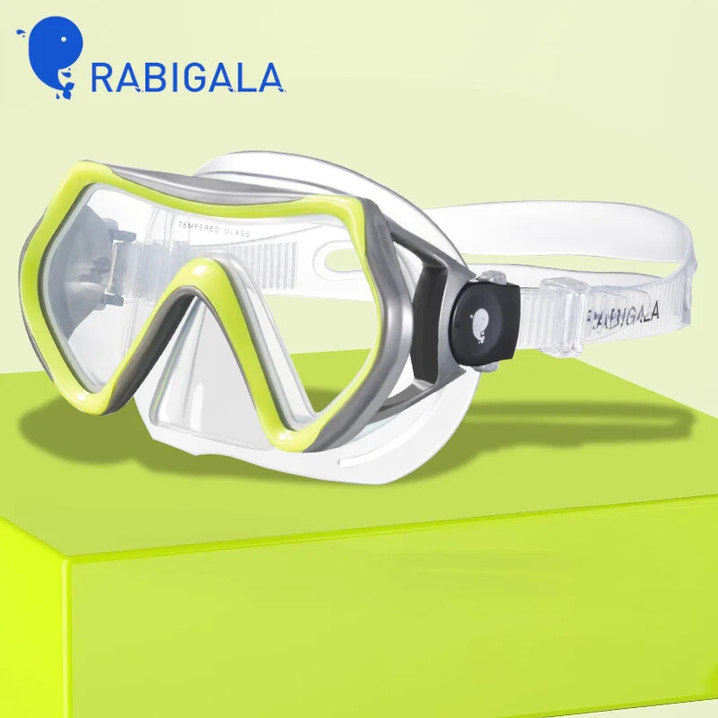 RABIGALA Set de snorkeling cu masca de scufundare si masca anti-ceata 180 de grade cu vedere la mare, echipament de antrenament pentru inot pentru copii juniori baieti fete