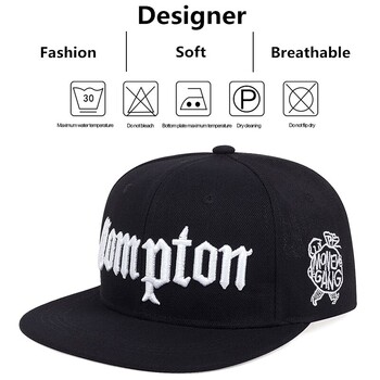 Нова шапка COMPTON CAP Street Dance Snapback Hat Hip Hop Headwear за мъже, жени, възрастни, ежедневна бейзболна шапка за открито слънце