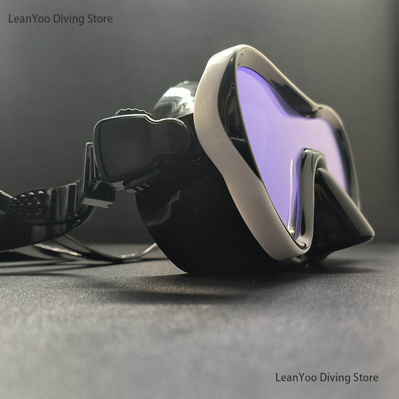 Välispeeglist karastatud klaasist snorgeldamismask UV-kaitsega sukeldumisprillid ujumispakendis mustas lukuga karbis