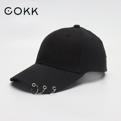 COKK Hip Hop șapcă de baseball pentru femei cu inel cerc Snapback pălării pentru bărbați, femei, unisex, ajustabilă, Kpop, stil coreean, Gorra