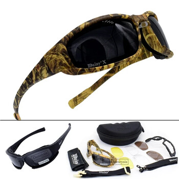 Polarized Tactical Glasses Γυαλιά Καμουφλάζ με 4 φακούς Airsoft Γυαλιά ασφαλείας για Υπαίθρια Πεζοπορία Σκοποβολή Αντιανεμικό