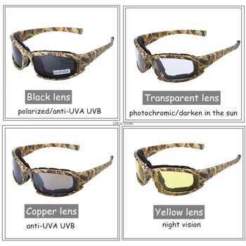 Polarized Tactical Glasses Γυαλιά Καμουφλάζ με 4 φακούς Airsoft Γυαλιά ασφαλείας για Υπαίθρια Πεζοπορία Σκοποβολή Αντιανεμικό