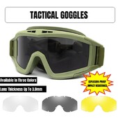 Airsoft taktiskās aizsargbrilles vēja necaurlaidīgas putekļu necaurlaidīgas brilles 3 krāsu objektīvs šaušanai motokrosa motociklam alpīnisma drošības brilles