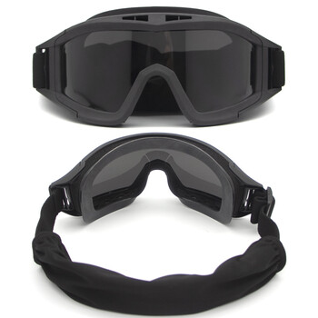 Airsoft Tactical Goggles Αντιανεμικά γυαλιά προστασίας από τη σκόνη 3χρωμων φακών σκοποβολής Motocross ορειβατικά γυαλιά ασφαλείας