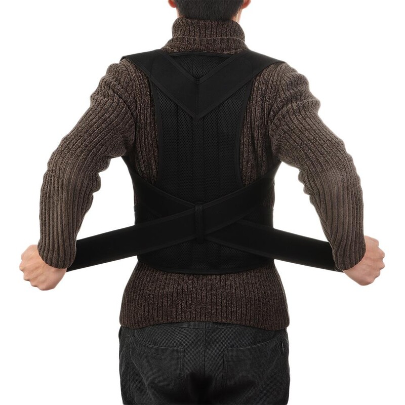 Sporta drošība Neoprēna neilona stājas korektors, melns, regulējams plecu stiprinājums, kas novērš slīdēšanu ar jostu.