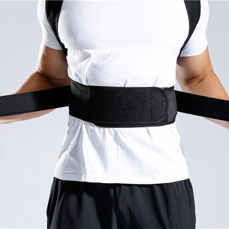 Sporta drošība Neoprēna neilona stājas korektors, melns, regulējams plecu stiprinājums, kas novērš slīdēšanu ar jostu.