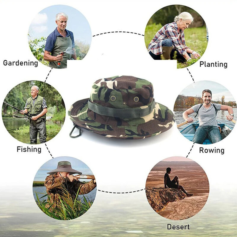 Protecție solară Boonie Hat Tactical Summer Sun Protection Cap Camuflaj Vânătoare Drumeții Pescuit Sporturi în aer liber Jungle Cap Bărbați