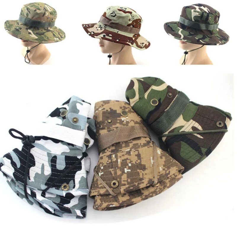 Protecție solară Boonie Hat Tactical Summer Sun Protection Cap Camuflaj Vânătoare Drumeții Pescuit Sporturi în aer liber Jungle Cap Bărbați
