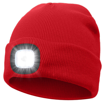 Șapcă cu LED-uri Șapcă tricotată unisex cu lampă de cap Lanternă reîncărcabilă prin USB 4 căciuli cu LED-uri Căciulă tricotată Șepci de pescuit