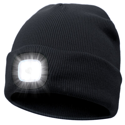 Șapcă cu LED-uri Șapcă tricotată unisex cu lampă de cap Lanternă reîncărcabilă prin USB 4 căciuli cu LED-uri Căciulă tricotată Șepci de pescuit