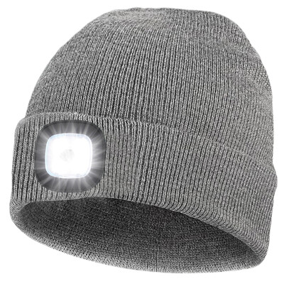 Șapcă cu LED-uri Șapcă tricotată unisex cu lampă de cap Lanternă reîncărcabilă prin USB 4 căciuli cu LED-uri Căciulă tricotată Șepci de pescuit