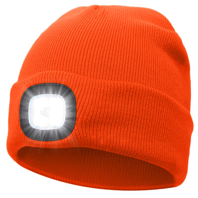 Șapcă cu LED-uri Șapcă tricotată unisex cu lampă de cap Lanternă reîncărcabilă prin USB 4 căciuli cu LED-uri Căciulă tricotată Șepci de pescuit