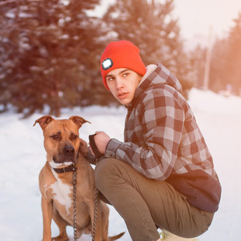 Șapcă cu LED-uri Șapcă tricotată unisex cu lampă de cap Lanternă reîncărcabilă prin USB 4 căciuli cu LED-uri Căciulă tricotată Șepci de pescuit