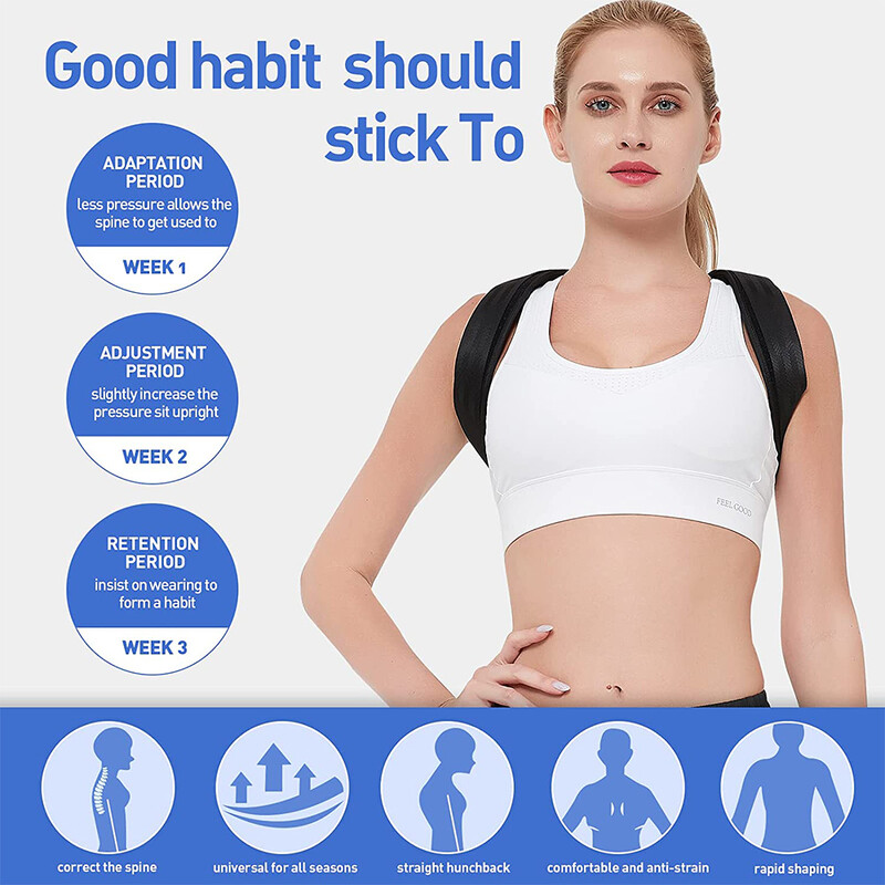 Muguras pozas koriģētājs korsete Atslēgas kaula mugurkaula pozas korekcija Regulējams atbalsts Jostas sāpju mazināšana Treniņa mugurkaula pozas atbalsts