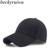 Tētis Ziemas silta, filca pieguloša beisbola cepure Vīriešu aizmugurē Slēgta Vilnas sporta cepure Vīriešu liela izmēra Snapback cepure M 55-60cm L 60-65cm