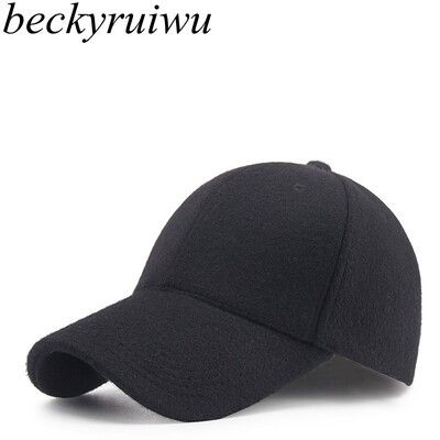 Tētis Ziemas silta, filca pieguloša beisbola cepure Vīriešu aizmugurē Slēgta Vilnas sporta cepure Vīriešu liela izmēra Snapback cepure M 55-60cm L 60-65cm