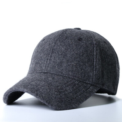 Tētis Ziemas silta, filca pieguloša beisbola cepure Vīriešu aizmugurē Slēgta Vilnas sporta cepure Vīriešu liela izmēra Snapback cepure M 55-60cm L 60-65cm