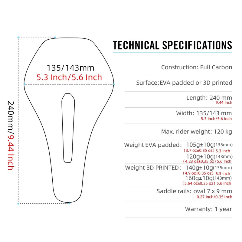RYET Șa de bicicletă imprimată 3D Șa de carbon ultraușoară 135/143mm 105g Șa de bicicletă pentru MTB pietriș piese de scaun pentru bicicletă de drum