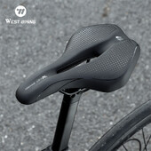 WEST BIKING Șaua de bicicletă goală, respirabilă, pernă de scaun moale MTB, care absoarbe șocurile, anti-alunecare, din piele, bicicletă de drum, șa ușoară