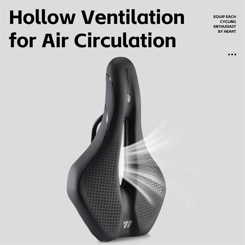 WEST BIKING Șaua de bicicletă goală, respirabilă, pernă de scaun moale MTB, care absoarbe șocurile, anti-alunecare, din piele, bicicletă de drum, șa ușoară