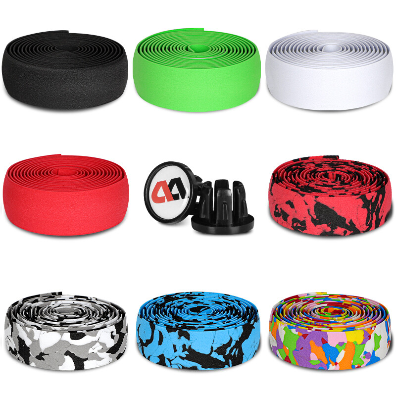 WEST BIKING Bandă pentru ghidon pentru bicicletă de șosea Învelișuri anti-alunecare de amortizare cu dopuri de bară Undiță de pescuit Banda de centură pentru mâner pentru bicicletă 2 buc