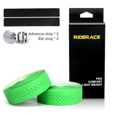 Velosipēda stūres lente PU ādas perforēta, elpojoša, mīksta šosejas velosipēdu stūres lente ar 2 stieņu spraudni, pretslīdes triecienu absorbciju