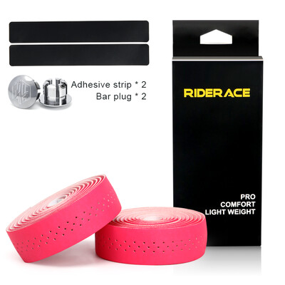 Velosipēda stūres lente PU ādas perforēta, elpojoša, mīksta šosejas velosipēdu stūres lente ar 2 stieņu spraudni, pretslīdes triecienu absorbciju