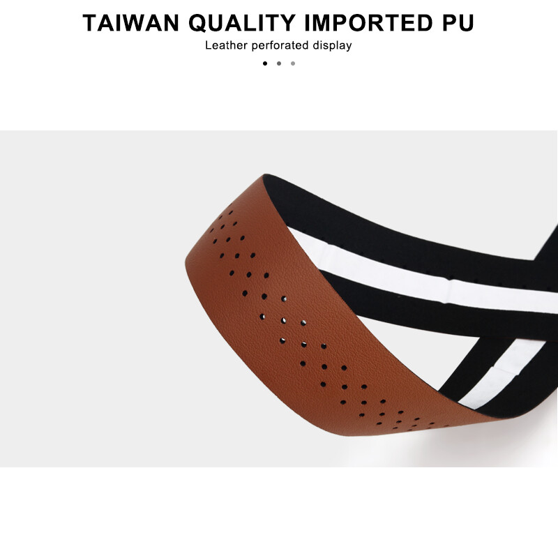 Velosipēda stūres lente PU ādas perforēta, elpojoša, mīksta šosejas velosipēdu stūres lente ar 2 stieņu spraudni, pretslīdes triecienu absorbciju