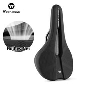 WEST BIKING MTB šosejas velosipēda sēdeklis, dobs elpojošs ādas sēdeklis velosipēda amortizators, ērts mīksts spilvens riteņbraukšanai