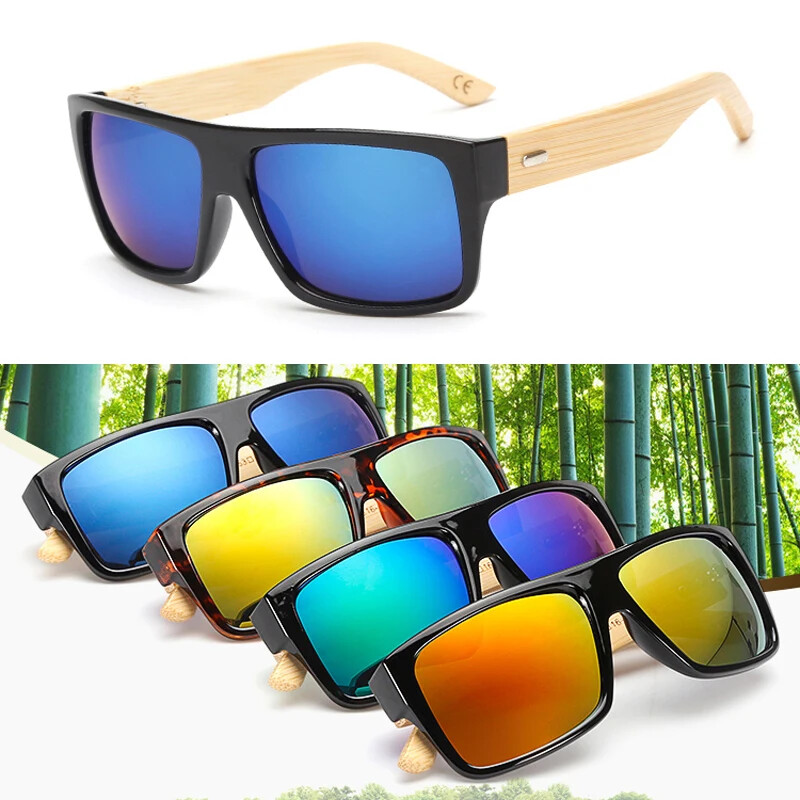 Klasiskās bambusa koka kāpšanas saulesbrilles Zīmols Dizains Vīriešu Sieviešu pārklājums Spoguļbrilles Retro brilles Toņi Gafas De Sol UV400