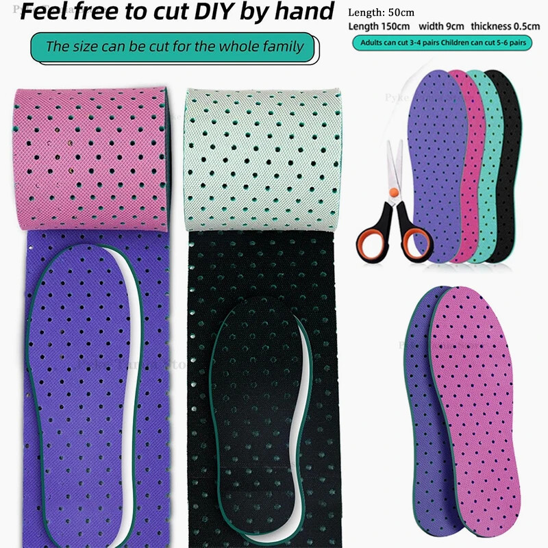 50/150 cm griežamas zolītes Pieaugušajiem bērniem Mīkstas Ērtas Sporta Elpojošas Amortizējošas apavu ieliktņi Universālas pēdu zoles zolītes