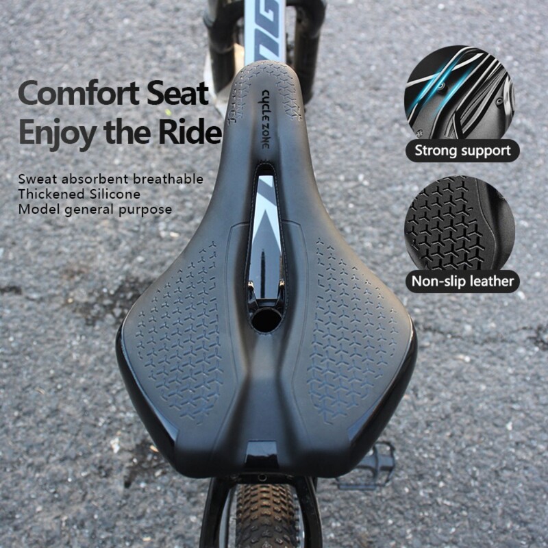 Velosipēda sēdeklis Triecienizturīgs dobs, elpojošs riteņbraukšanas sēdeklis PU neslīdošs ādas spilvens viegls MTB šosejas velosipēda sēdekļu aksesuārs