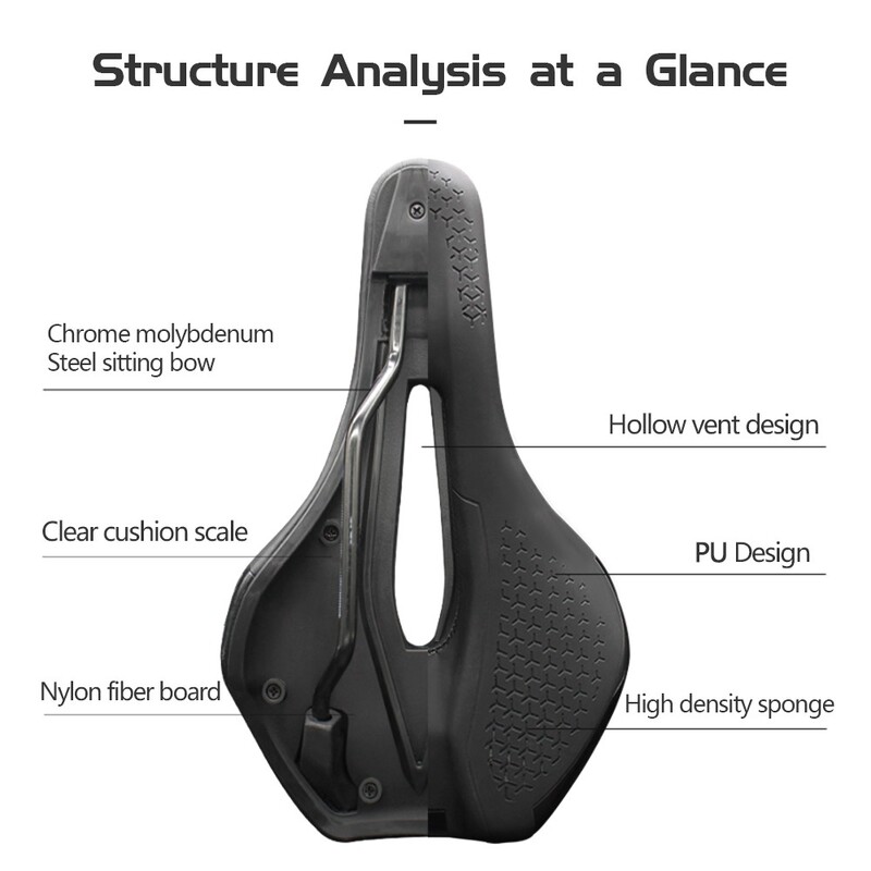 Velosipēda sēdeklis Triecienizturīgs dobs, elpojošs riteņbraukšanas sēdeklis PU neslīdošs ādas spilvens viegls MTB šosejas velosipēda sēdekļu aksesuārs